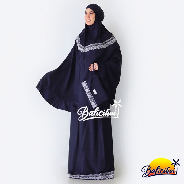 Balicihui Mukena Yasmina Navy Polos Mukena Bali Dewasa Jumbo