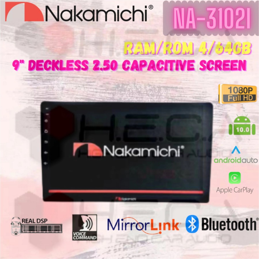 nakamichi T5 9 inch + cam + frame + socket + biaya pasang