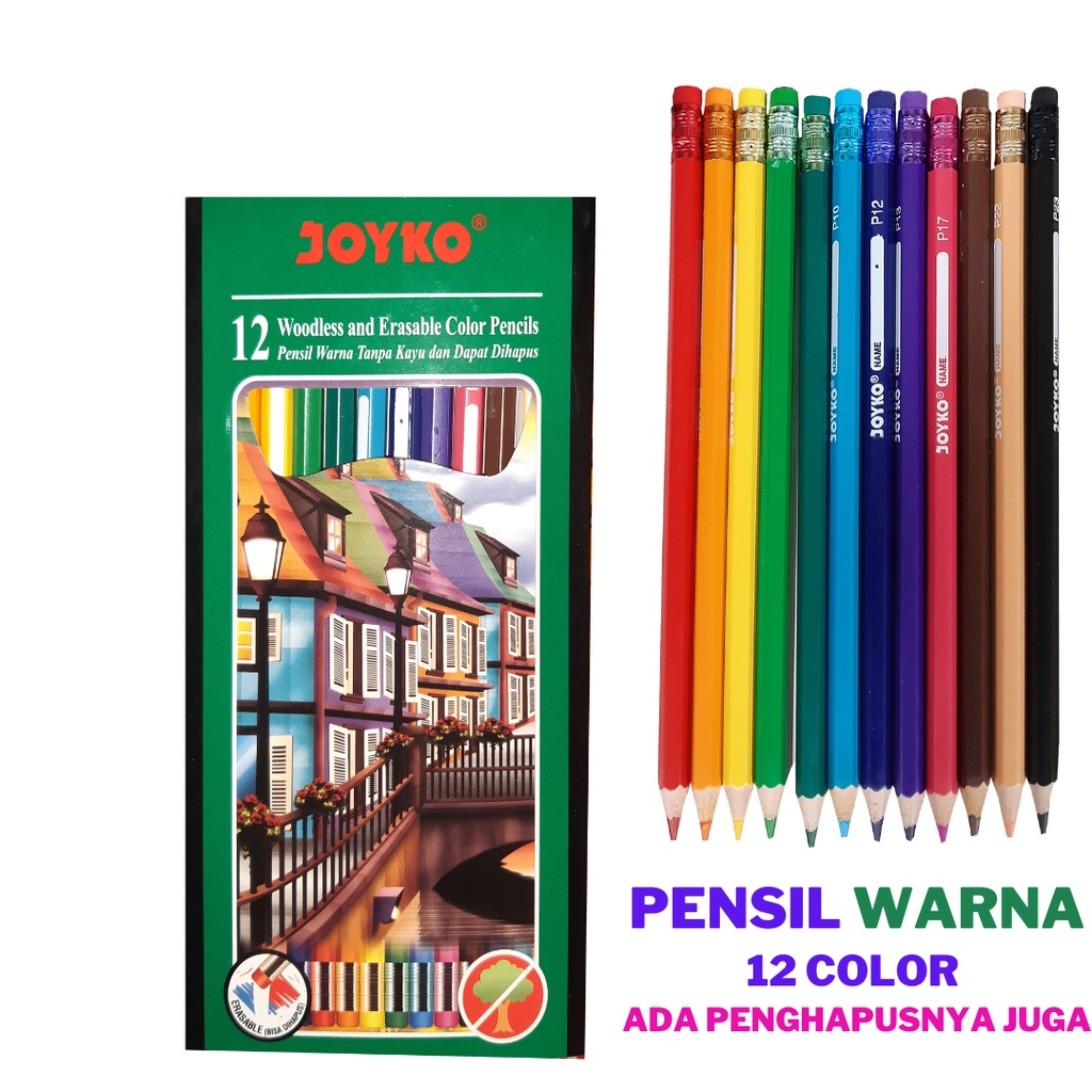 

PENSIL WARNA JOYKO 12 WARNA CP-109 (+PENGHAPUS)
