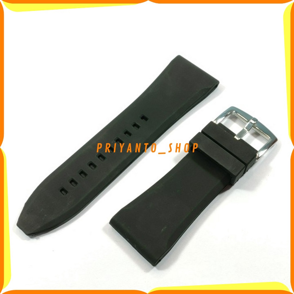 STRAP SILICONE RUBBER WATCH BEND MANTUL TALI JAM TANGAN ASLI 28MM 30MM BAGUS HITAM