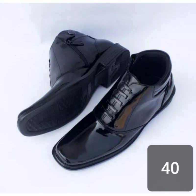 Sepatu PDH PDL Polisi Polri TNI SECURITY SATPOL PP Formal Kilap Pantofel-40 High / Tinggi