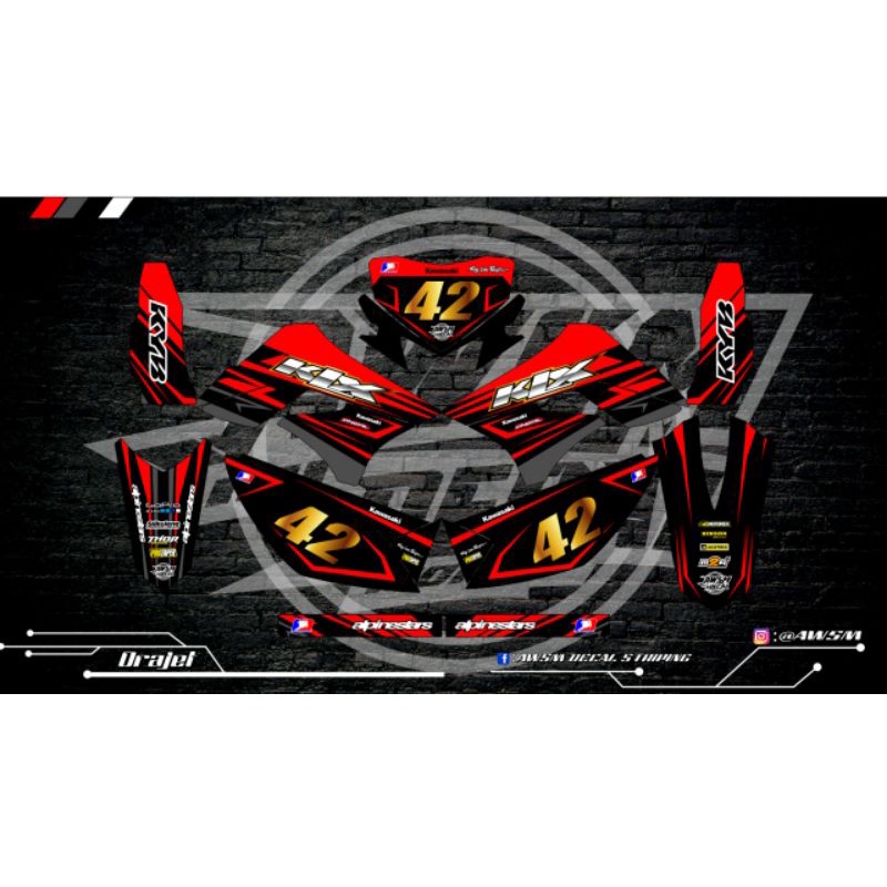 decal klx l / s /old merah hitam