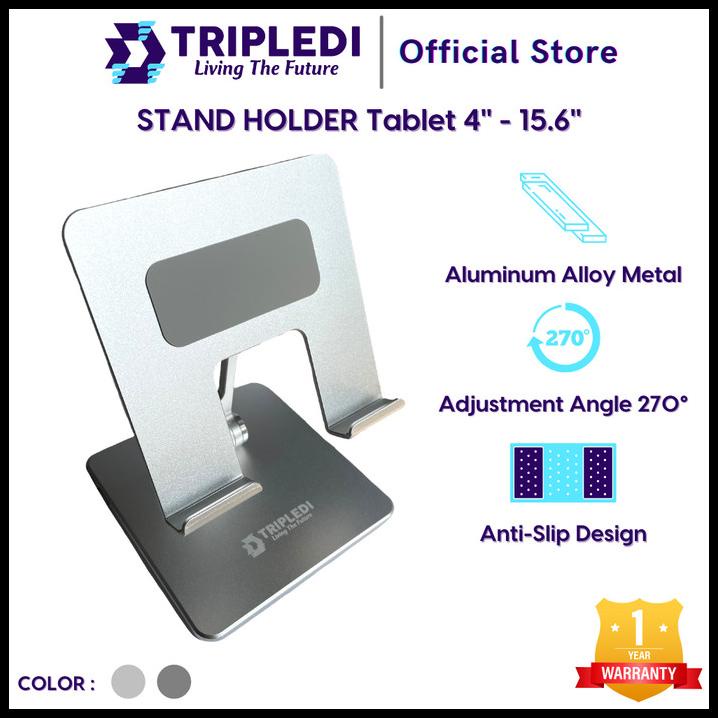 Tripledi Holder Stand Aluminium Desktop Pos Meja Kasir Hp Tablet Ipad