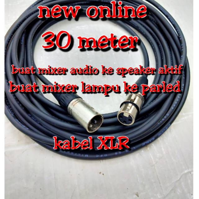 Kabel parled/mic XLR female 3 pin to male 3 pin 30 Meter