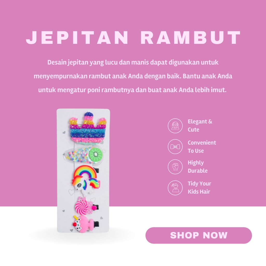 ITSOK JEPITAN RAMBUT ANAK 1 SET 6 PCS  / JEPIT RAMBUT KOREA / JEPITAN LUCU / JEPITAN IMPORT/PIN RAMBUT/FASHION BAYI ANAK/AKSESORIS RAMBUT