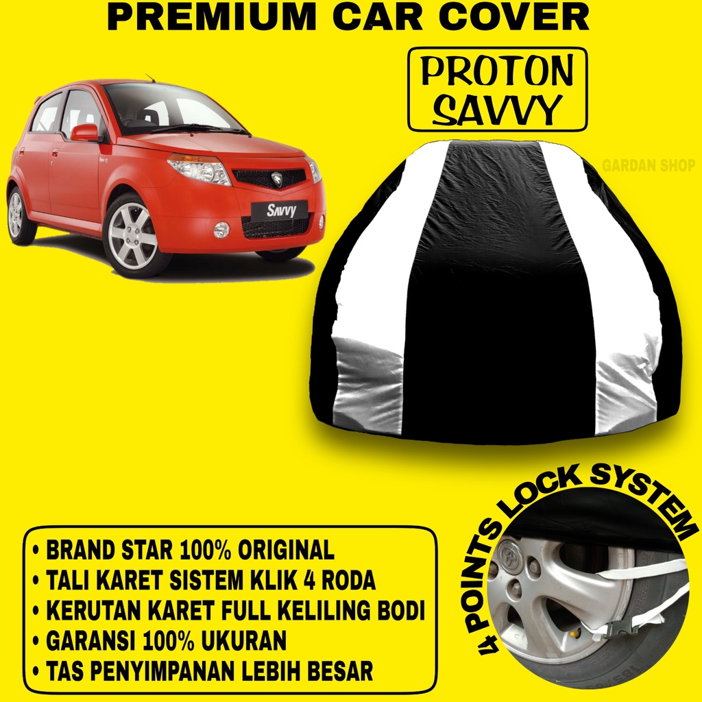 Body Cover PROTON SAVVY Sarung Strip SILVER Penutup Pelindung Bodi Mobil Proton Savvy PREMIUM Cover Silver