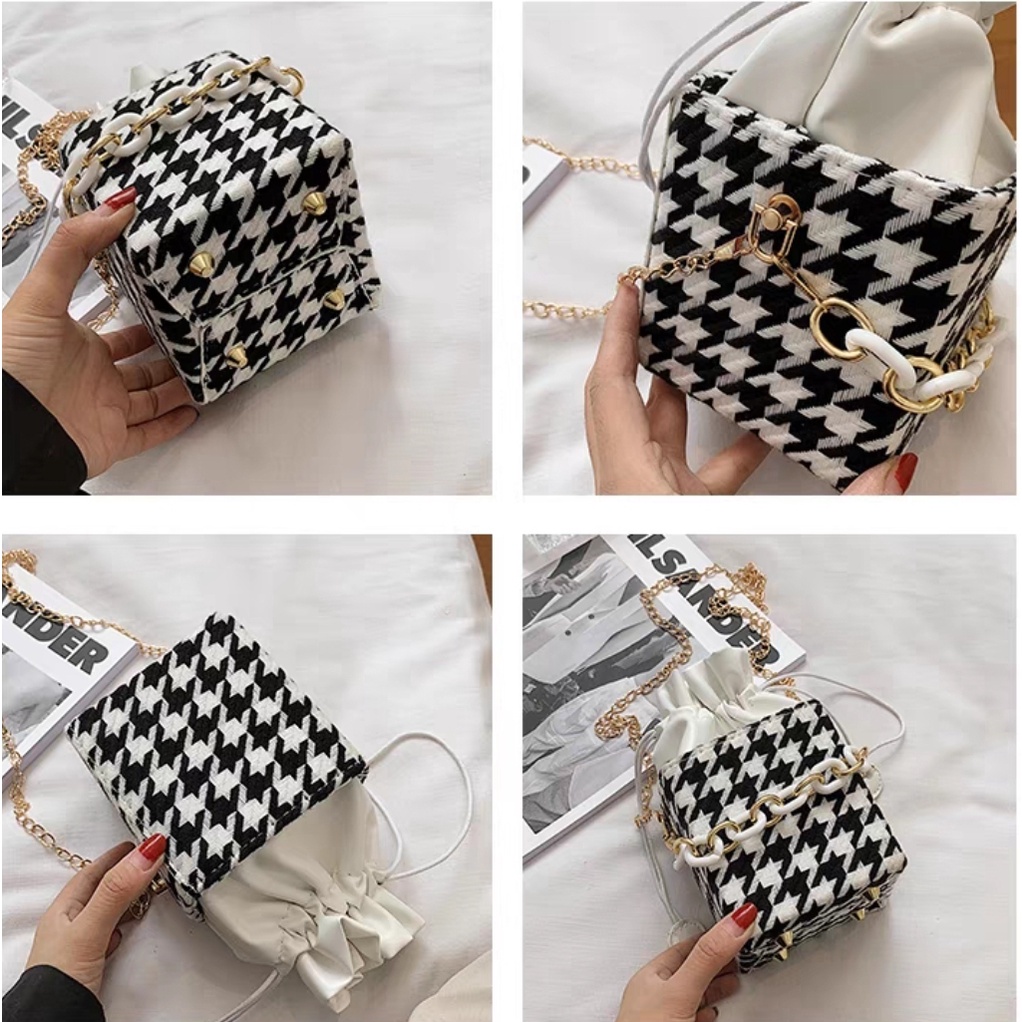 BJ57510 - BLACK/BLUE/BEIGE/RED - TAS KUBUS KOTAK SERUT CLUTCH SLEMPANG JINJING TOTEBAG HANDBAG TALI RANTAI CLUTCH TAS WANITA FASHION IMPORT MODIS ELEGAN TERMURAH TERLARIS TERBARU BAGSTORE JAKARTA TAS BATAM CR7510 JT5101