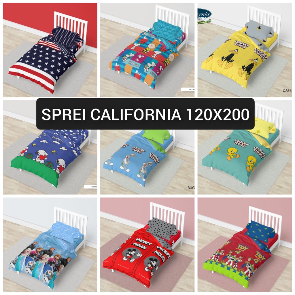 SPREI CALIFORNIA 120X200 SINGLE SIZE NO 3. SPREI 120X200 CALIFORNIA