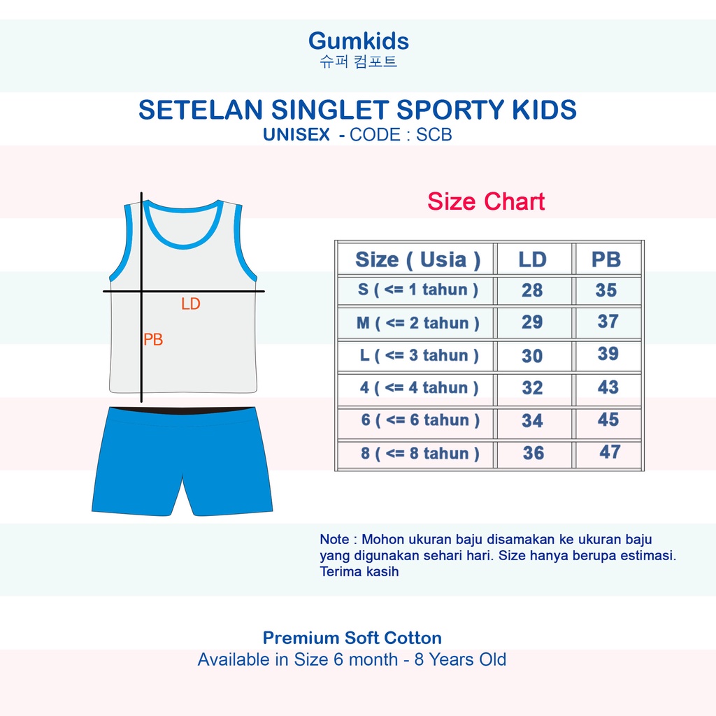 GUMKIDS SETELAN KAOS SINGLET ANAK / KUTUNG / LEKBONG ANAK LAKI 1 - 8 TAHUN