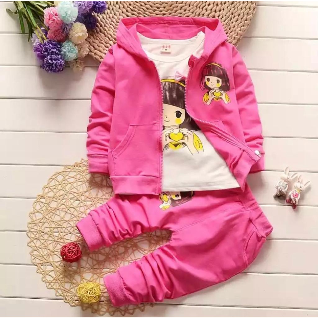 SETELAN SWEATER ANAK CEWEK TERMURAH TERLARIS MOTIF GIRL LOVE UNTUK 1-5 TAHUN