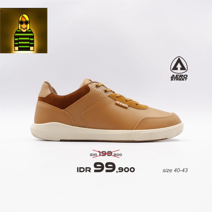 Sepatu Murah Meriah 40-43 Arthur Coklat Muda - Sepatu Sneakers Casual Pria - terbaru Termurah 2021