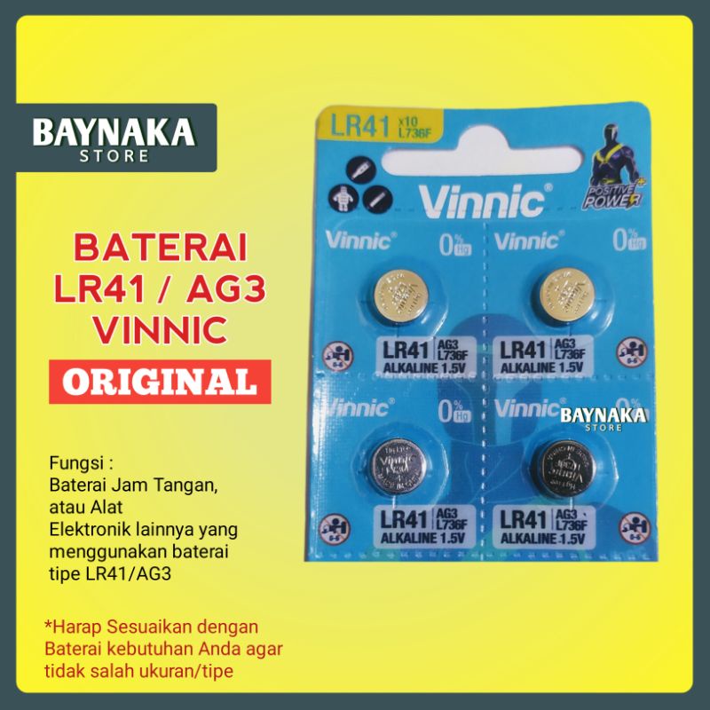 Jual Baterai Jam Ag3 Lr41 Original Vinic Vinnic Batere Alkaline Baterai