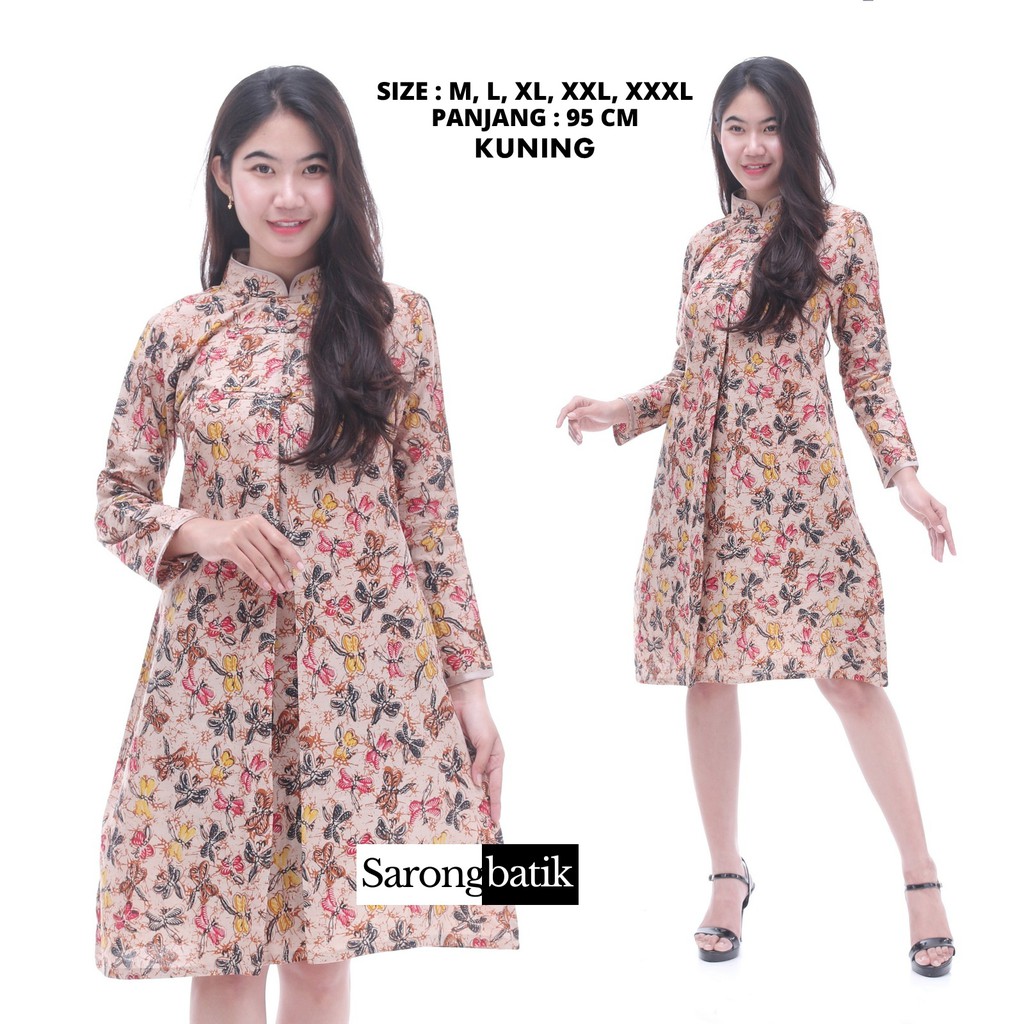 Atasan Dress Batik Wanita Remekan TB0019SB-KUNING
