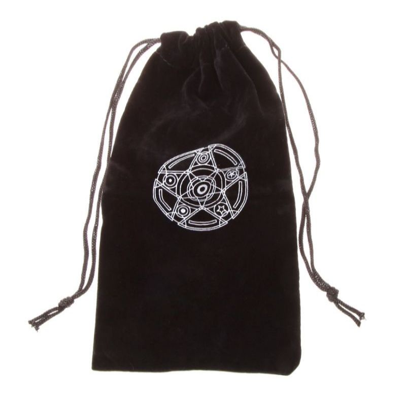 Pouch Kartu Tarot Beludru Motif / Kantong Kartu Tarot Hitam Logo Magic Circle (18*12cm)