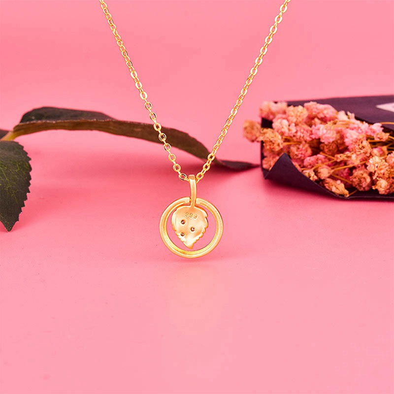 Fancyqube Kalung Choker Liontin Daun Bulat Bahan Stainless Steel Warna Emas Gaya Kasual Untuk Wanita