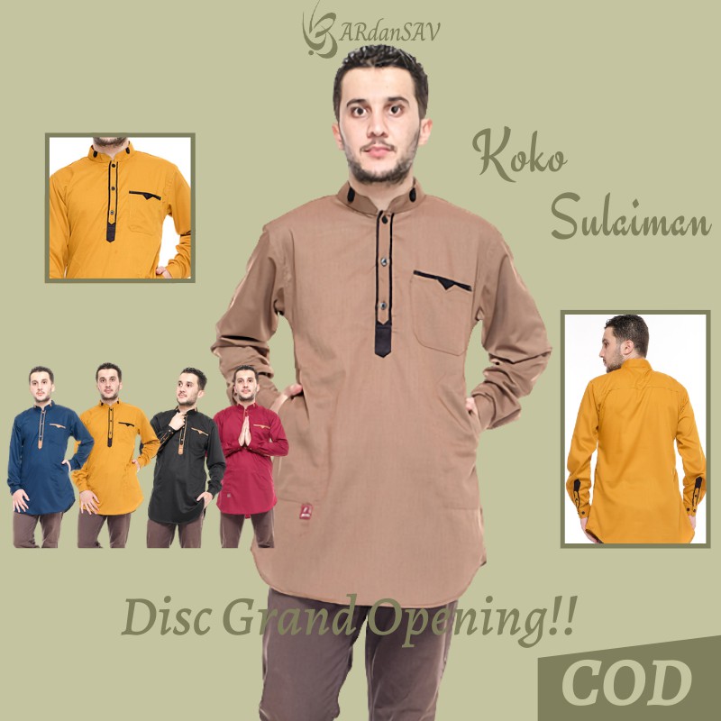 BAJU KOKO PRIA DEWASA LENGAN PANJANG TERBARU 2024 PREMIUM WARNA COKLAT BIRU NAVY HITAM MAROON MUSTAR