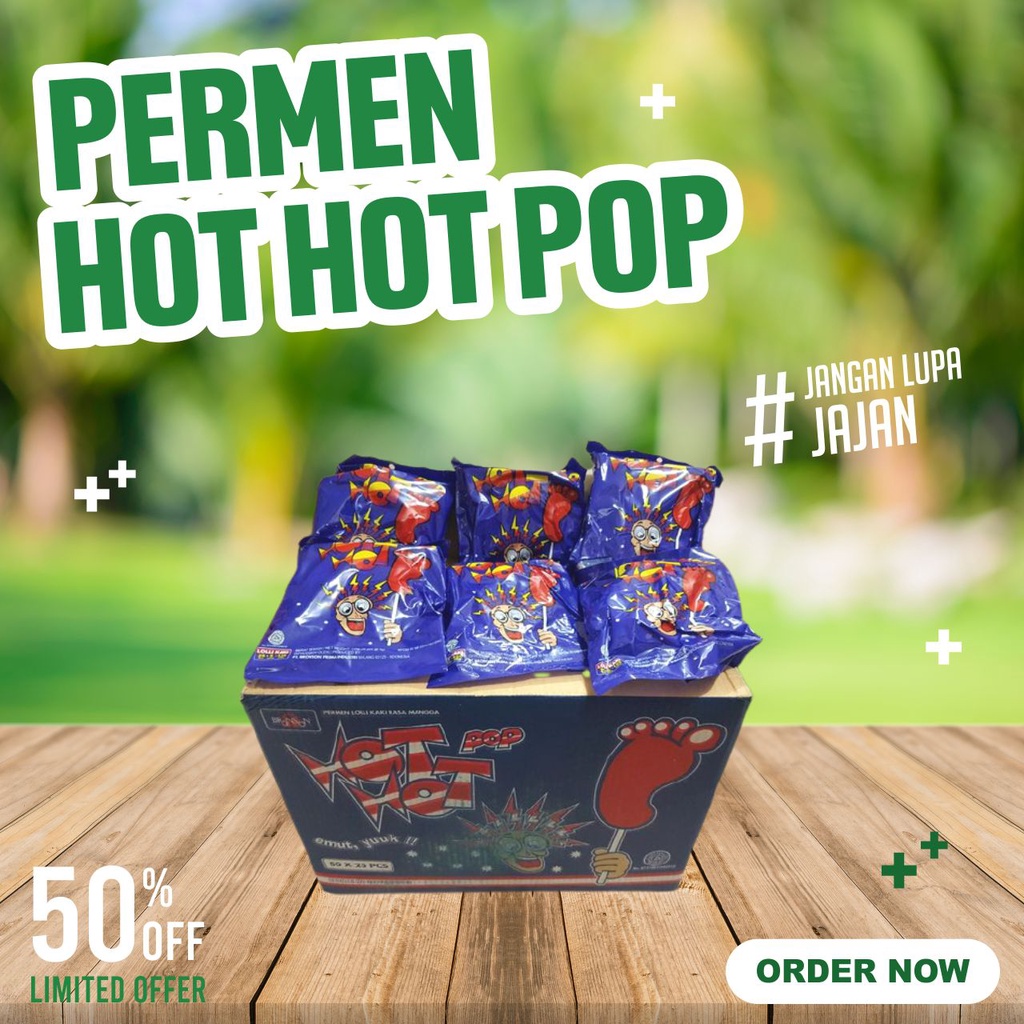 

PERMEN JADUL HOT HOT POP 1 PACK ISI 25 PCS / PERMEN KAKI SNACK PERMEN HOTHOT