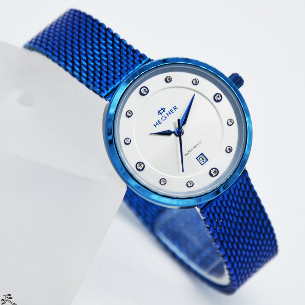Jam Tagan wanita Hegner  1648LBLU/D32281H Original Stainless Steel - biru