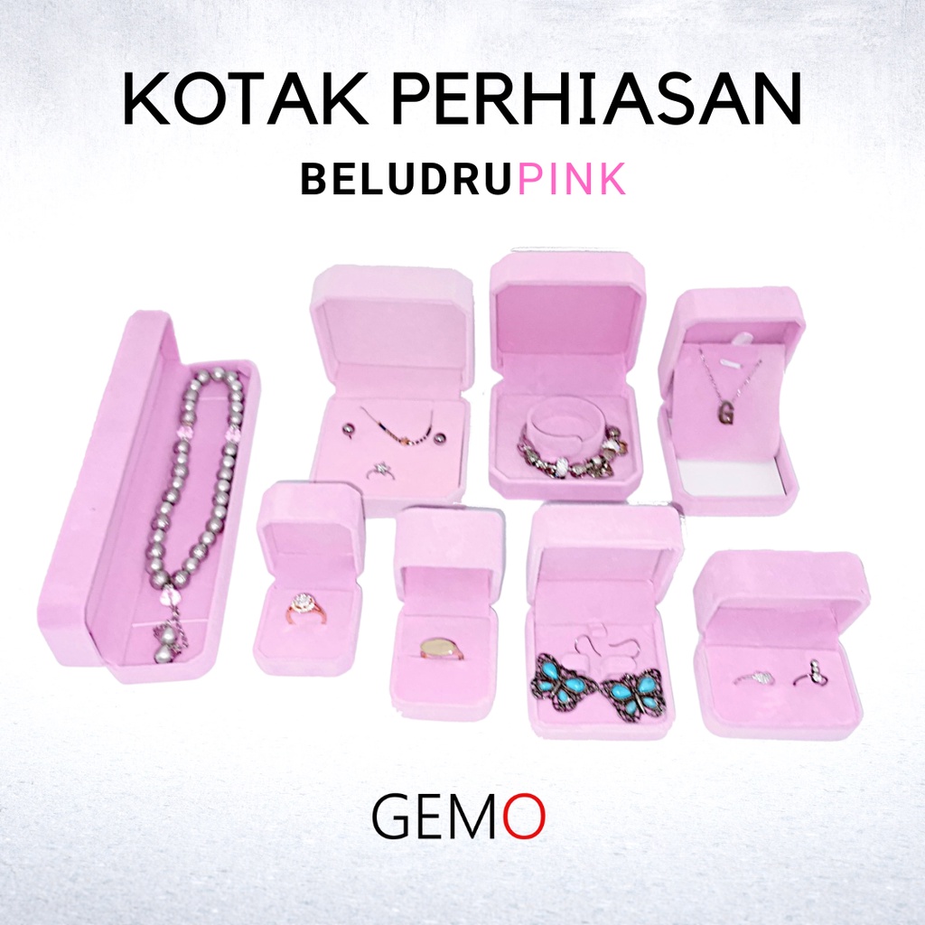 KOTAK PERHIASAN PINK BELUDRU JEWELRY BOX SET CINCIN KAWIN GELANG KALUNG ANTING LIONTIN GIWANG UNIK, MURAH BLUDRU UNTUK SESERAHAN, HANTARAN NIKAH, PERKAWINAN, PERNIKAHAN, TUNANGAN, MAHAR