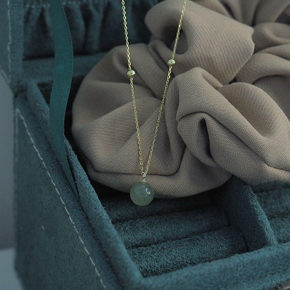 Mxbeauty Kalung Wanita Fashion Vintage Style Jade Bead Lady Retro Choker Titanium Steel Gaya Cina Necklace