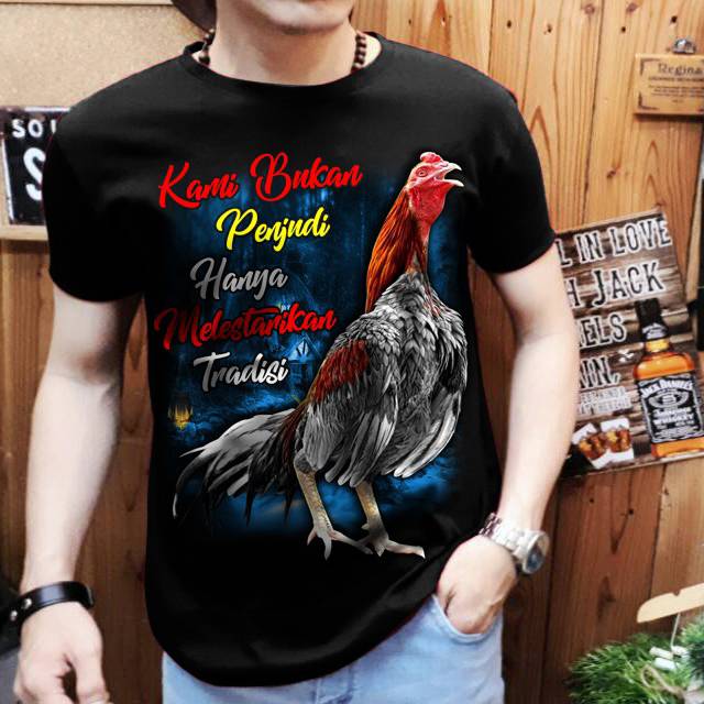 L1A kaos pria lengan pendek motif Sablon Bangkok