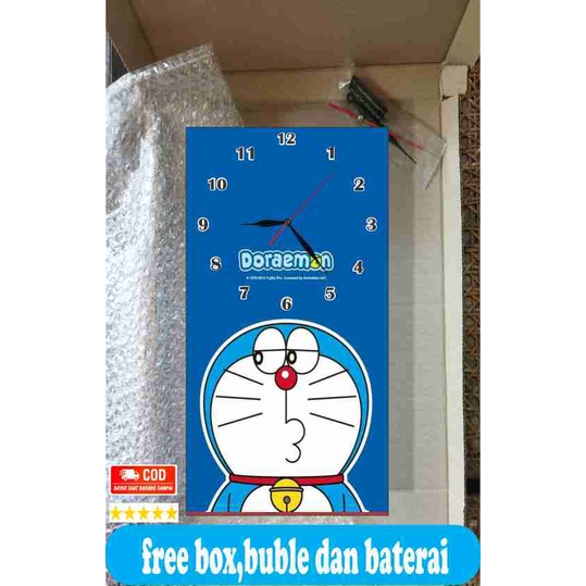 JAM DINDING KARAKTER DORAEMON MINIMALIS UNIK BESAR KAYU VINTAGE SOUVENIR JAM CAFE Kevinart