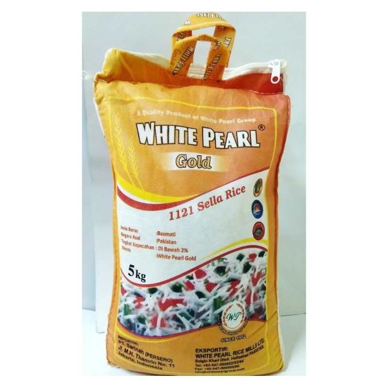 

Beras Basmati 1121 Sella Rice White Pearl Gold Kualitas Bagus isi 5 Kg Ori Pakistan