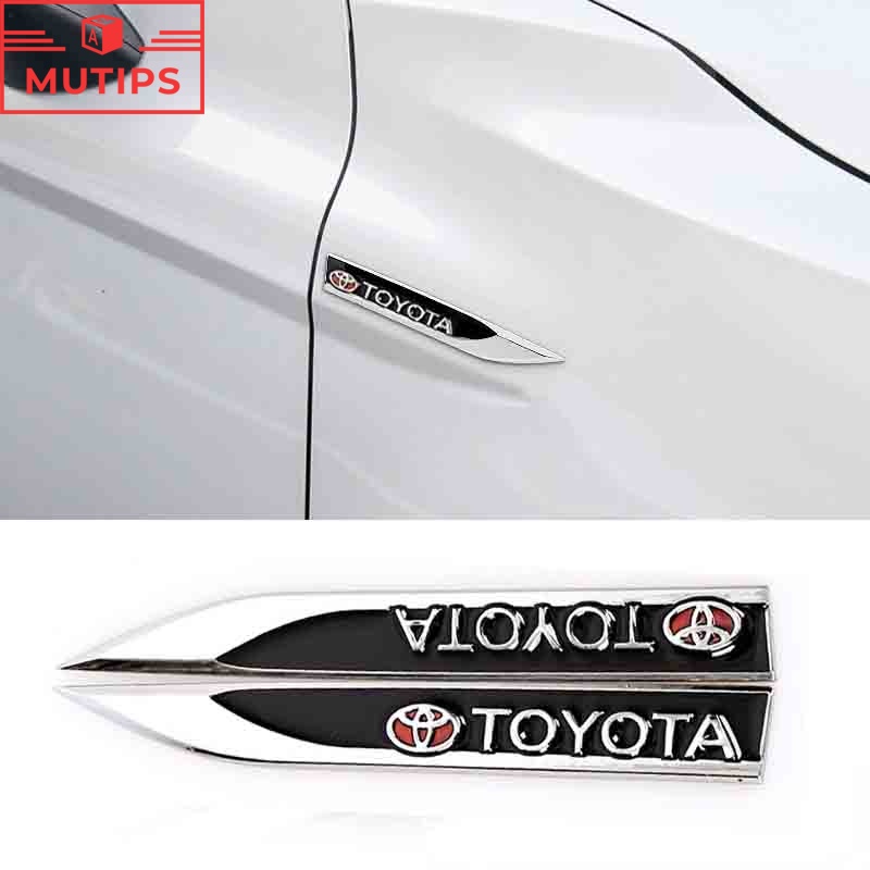 2pcs Stiker Metal 3D Motif Salib Untuk Fender Samping Mobil Toyota Avanza Rush Kijiang Innova Calya Razie Yaris Wish Corolla