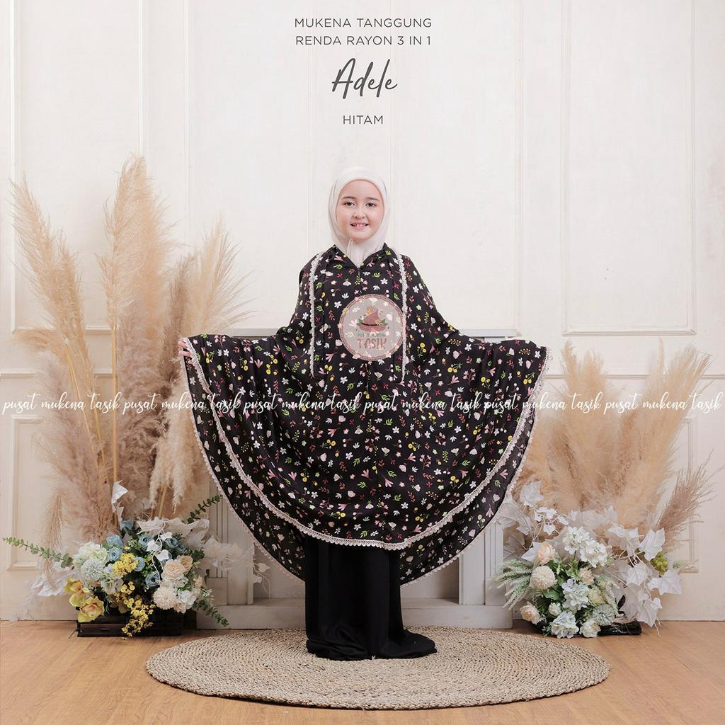 PUSAT MUKENA TASIK - MUKENA ANAK TANGGUNG RENDA RAYON MOTIF 3IN1 ADELE