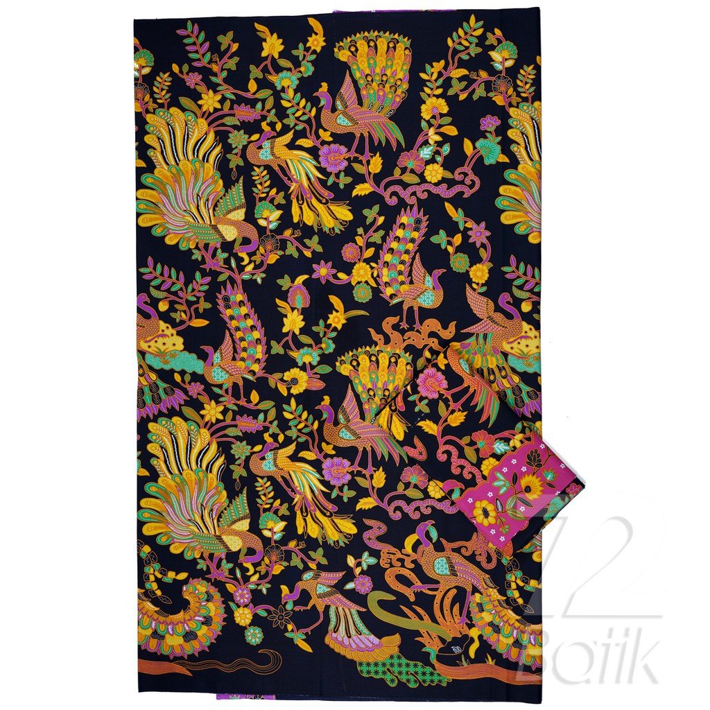 BAHAN BATIK PREMIUM Katun Motif Burung Merak Warna Kuning Orange Hitam Hijau 729909 Cap 72 Jarik Jarit Samping Kebat Panjang Batik Katun Modern Premium Bahan Seragam Batik Pernikahan Kantor Keluarga Murah Kamen Jadi Batik Bali Lembaran