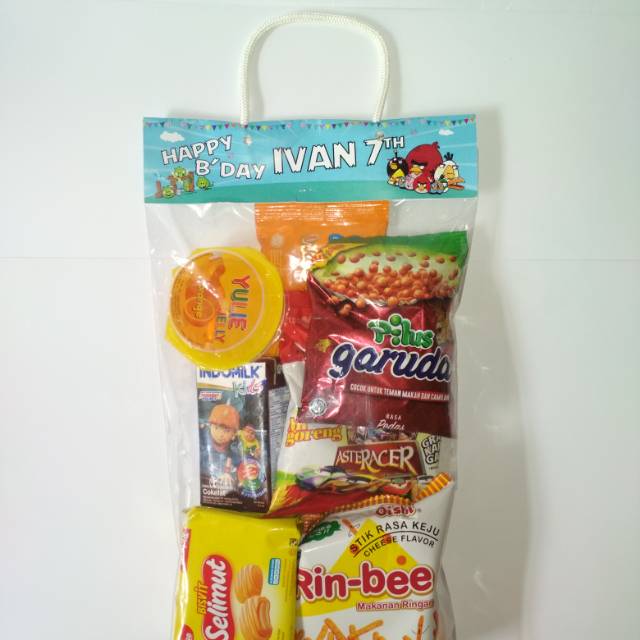 

Goodie bag plastik ulang tahun untuk snack custom