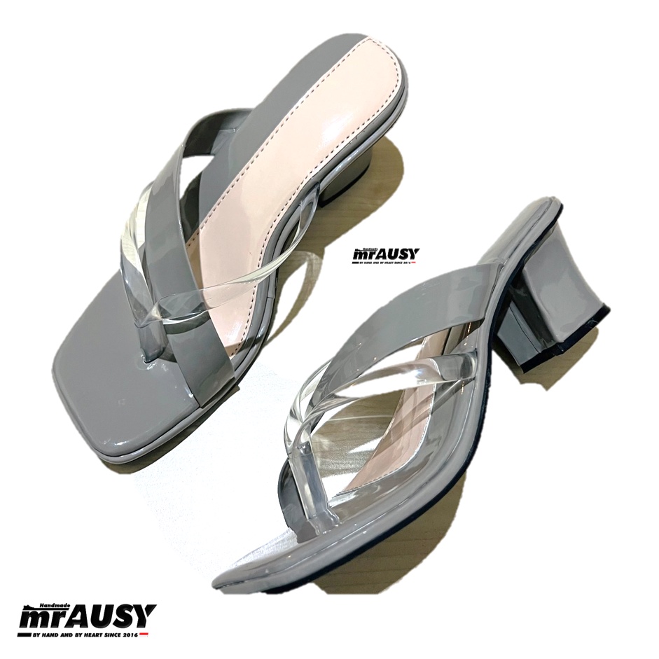 Sandal Heels Wanita Japit Strap mrAUSY Hak 5 cm Jelly