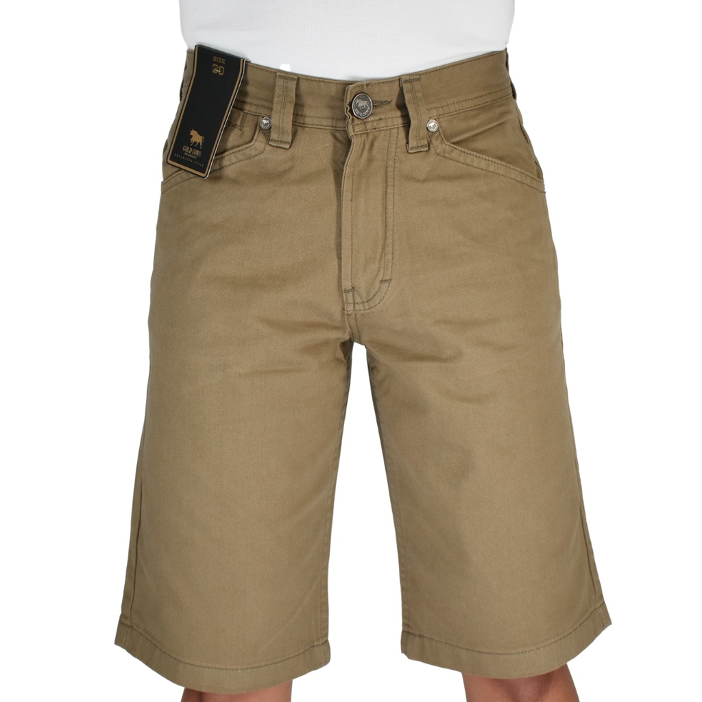 Gold Cows - Celana Chinos Pendek Cowok Dewasa Bahan Twill Warna Beige  Glc 279613 Khaky
