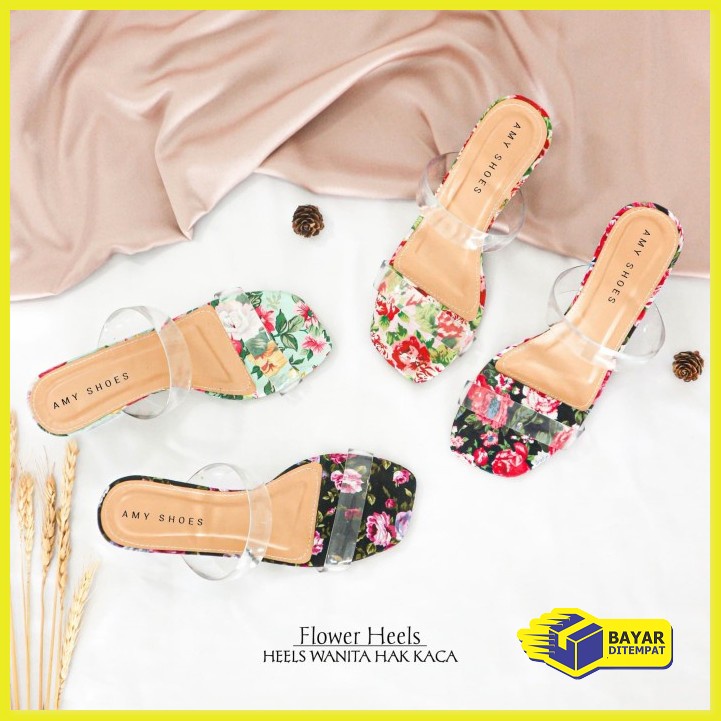 Heels Wanita Hils Sendal Heel Murah Terbaru 2021 Cewek Kekinian H TF214 Ami Heels Wanita Flower -
