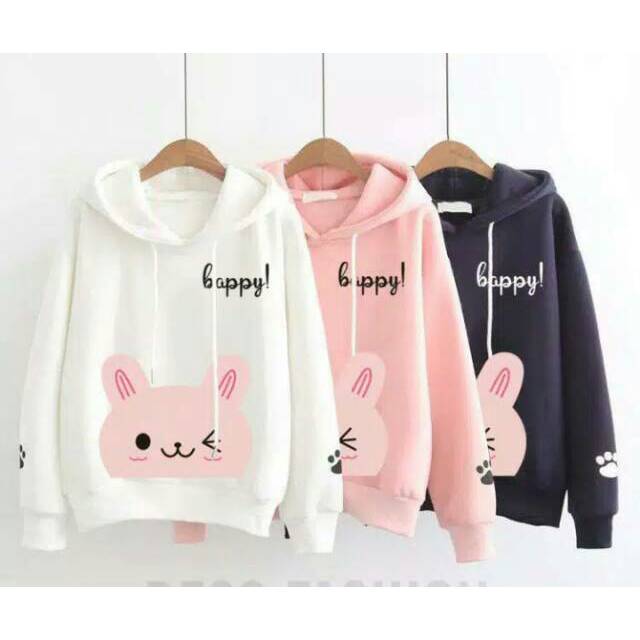 Sweater bunny lucu/sweater rabbit/sweater kelinci lucu/sweater abu/sweater korea wanita cewe