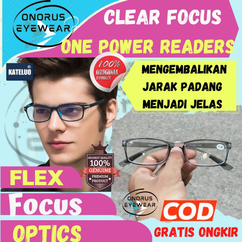 Kacamata Plus Baca Auto Focus One Power Reader Otomatis Ajaib Asli Kaca Pria Wanita Frame Elastis