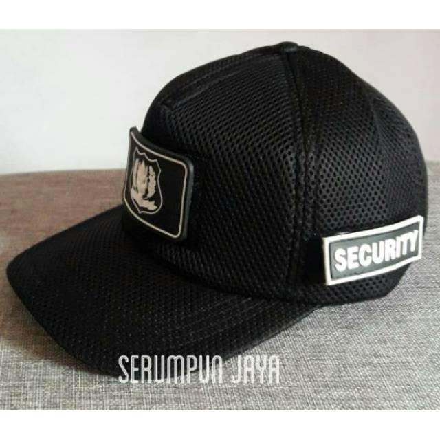 TOPI SECURITY LOGO PUTIH - TOPI SECURITY 3 PATCH LOGO PUTIH JARING DOUBLE MESH VELCRO