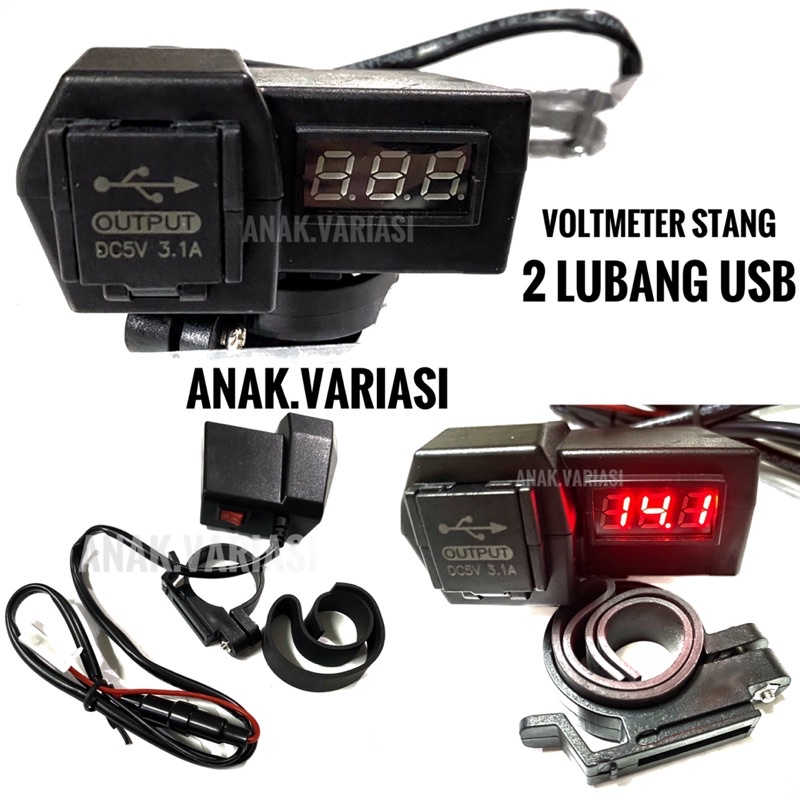 VOLTMETER STANG USB/VOLTMETER STANG MOTOR/VOLTMETER LED MOTOR/PENGUKUR AKI/VOLTMETER MOTOR UNIVERSAL