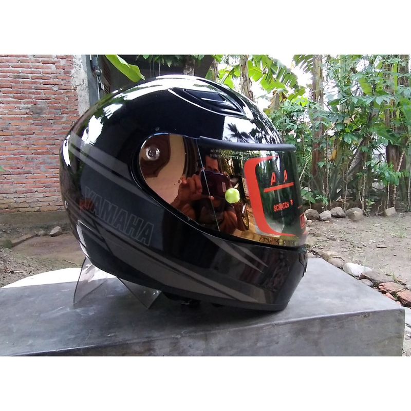 Flat Visor nhk rx9 + rachet PNP YAMAHA VIXION iridium blue gold silver drak smoke PNP Helm Yamaha vixion new