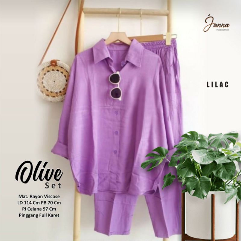 Olive Set - Celana Panjang Dan Atasan Lengan Panjang