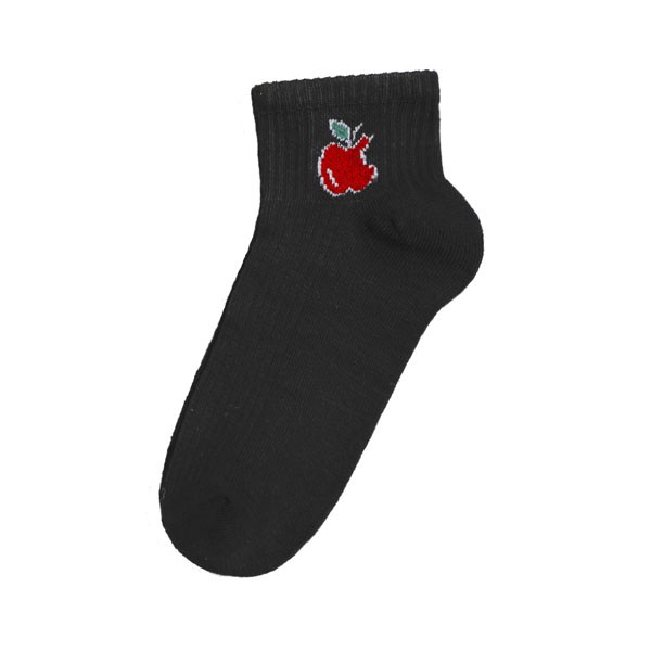 Kaos Kaki Ankle Motif Buah Import Cute / Kaos Kaki Semata Kaki Lucu Unik / TV-112-Hitam