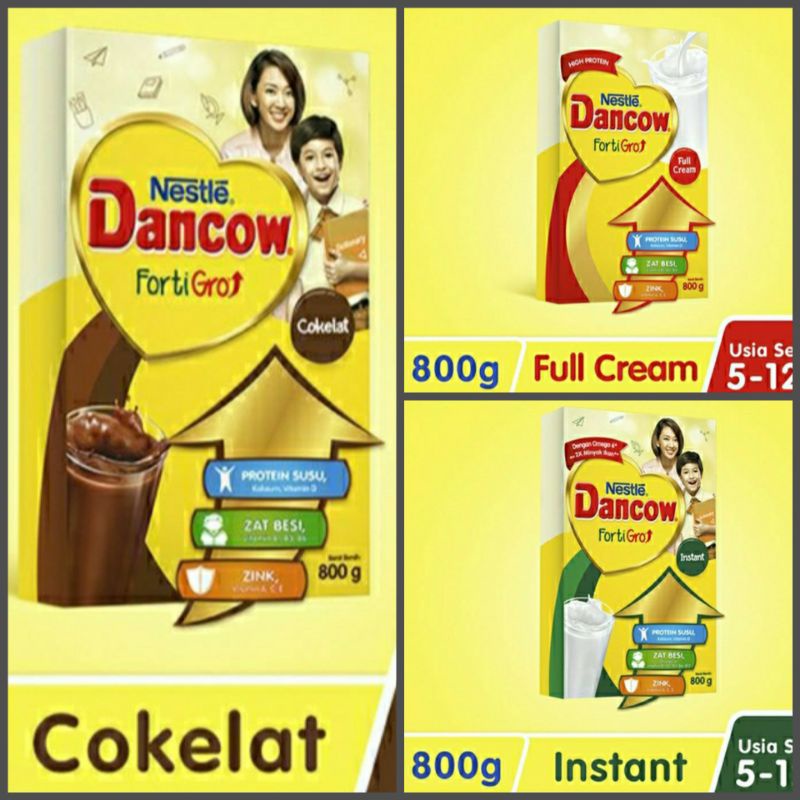 Dancow Fortigro Cokelat/Instan/Full Cream 800gr