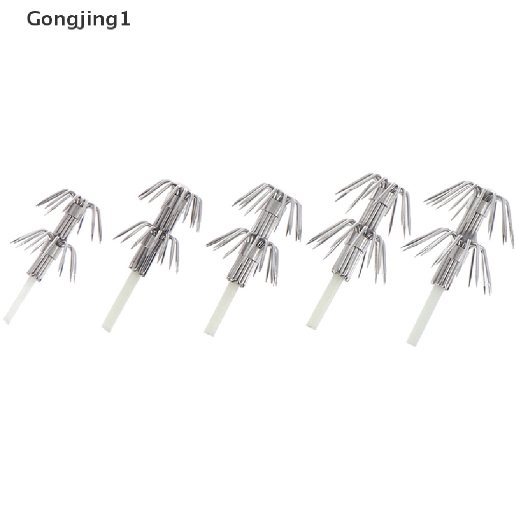 Gongjing1 10PCs Umpan Pancing Bentuk Cumi-Cumi Glow in The Dark Dengan Kail