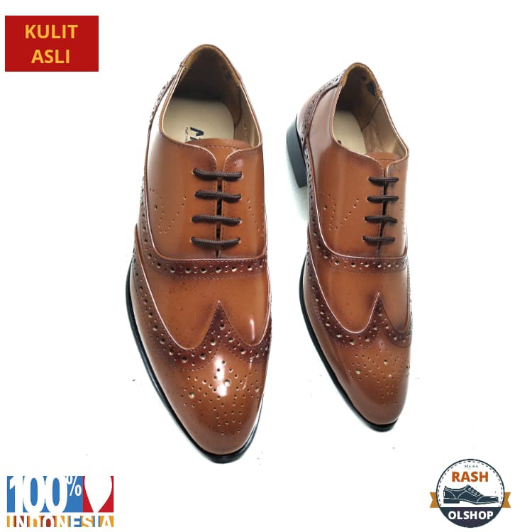 PREMIUM / Sepatu pantofel pria  model lancip orginal kulit asli model terbaru MDA FBR 001/oxford