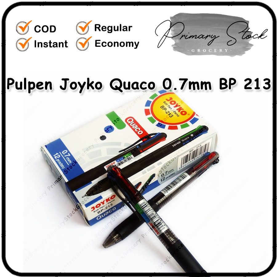 

Pulpen Joyko Quaco Quako Gel 0.7mm 0 7 BP 213 4 Warna Warni Hitam Biru Merah Hijau