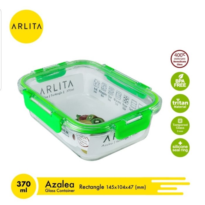 terlaris  produk ARLITA AZALEA RECTANGLE GREEN Glass Container 1040 ML - BY KIRIN