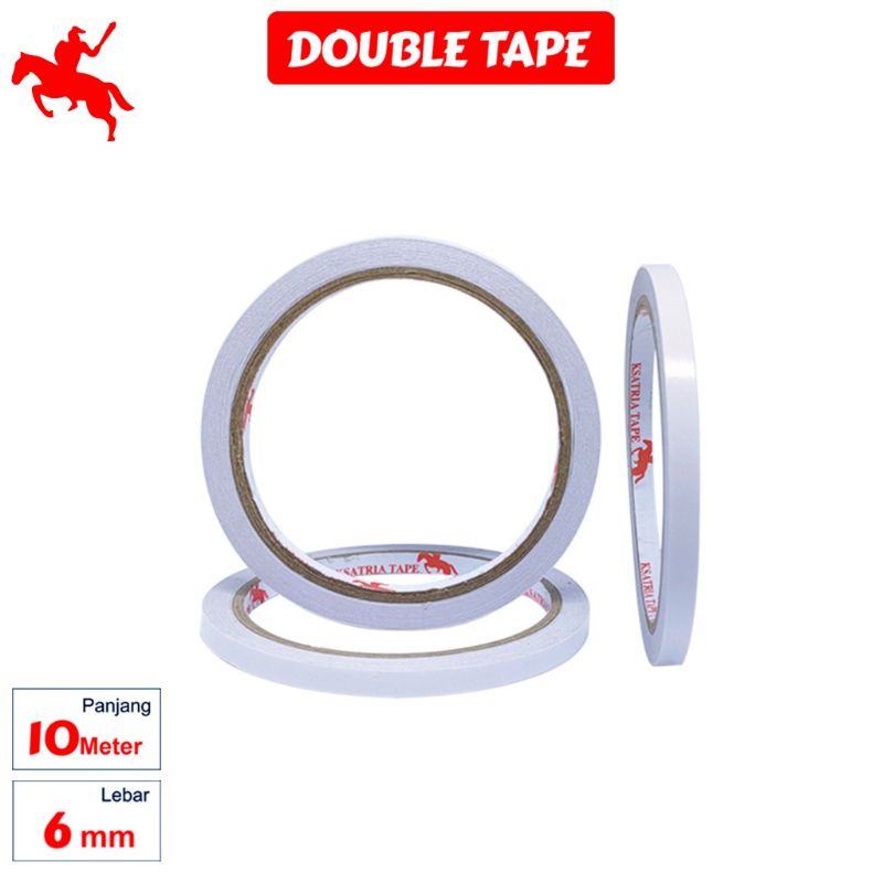 isolasi double tape 12mm lakban double tape ksatria 6mm