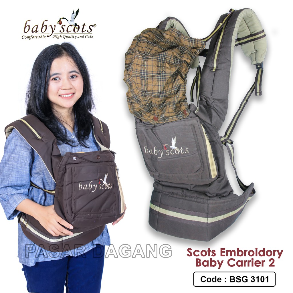 Gendongan Baby Scots Embroidery 4in1/Gendongan Ransel/Kangguru / Baby Carrier 4 - BSG3101