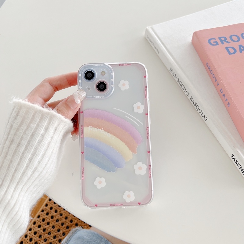 Soft Case TPU Transparan Motif Mata Malaikat Pelangi Untuk iPhone 14 13 12 11 Pro X XS MAX XR SE2020 7 8 Plus