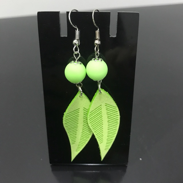 Anting panjang tassel daun import korea jurai cantik fashion E02 green